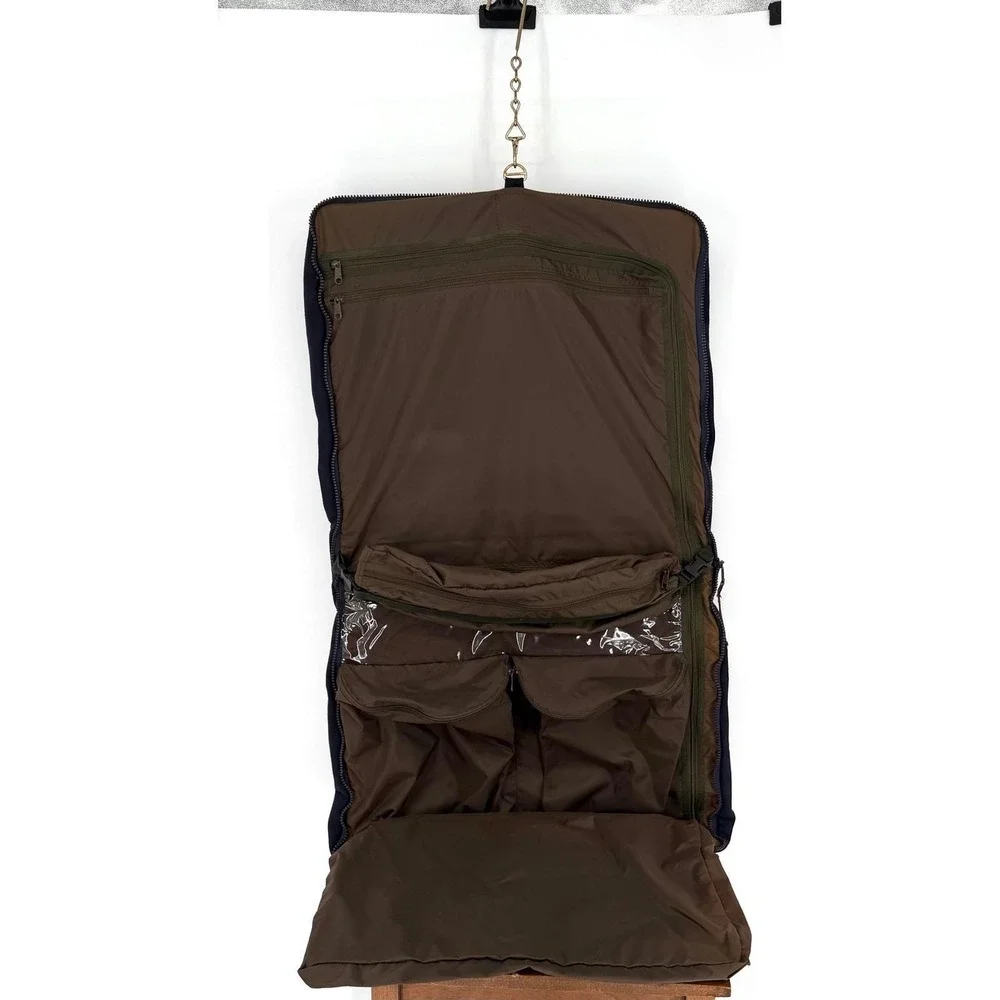 VTG 80s G.H. Bass American Heritage Canvas Leather‎ Garment Bag Complete